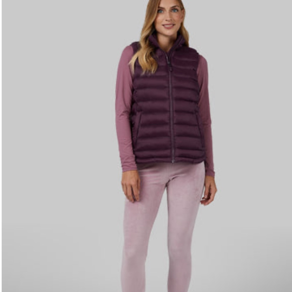 32 Degrees Heat Lightweight Puffer Vest ZipPockets  Purple Burgundy Jacket